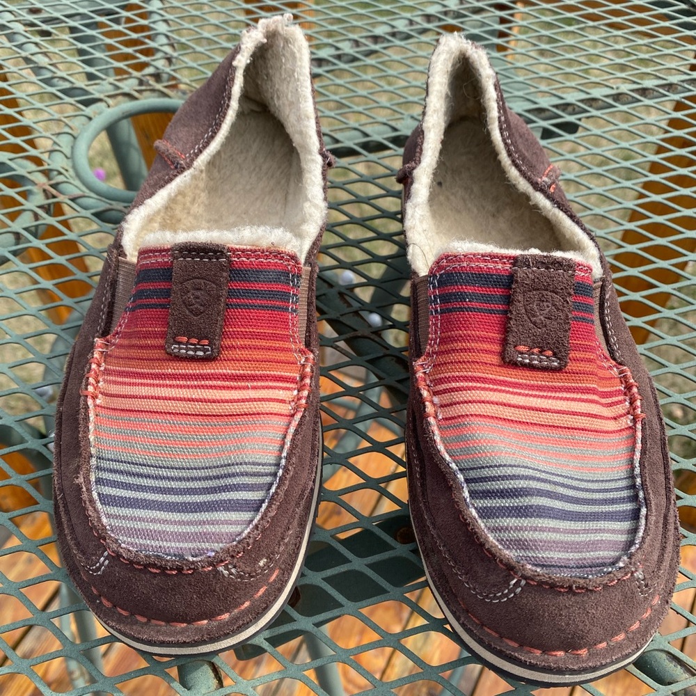 Ariat Striped Slip-On Loafers with Fleece Lining size 8B